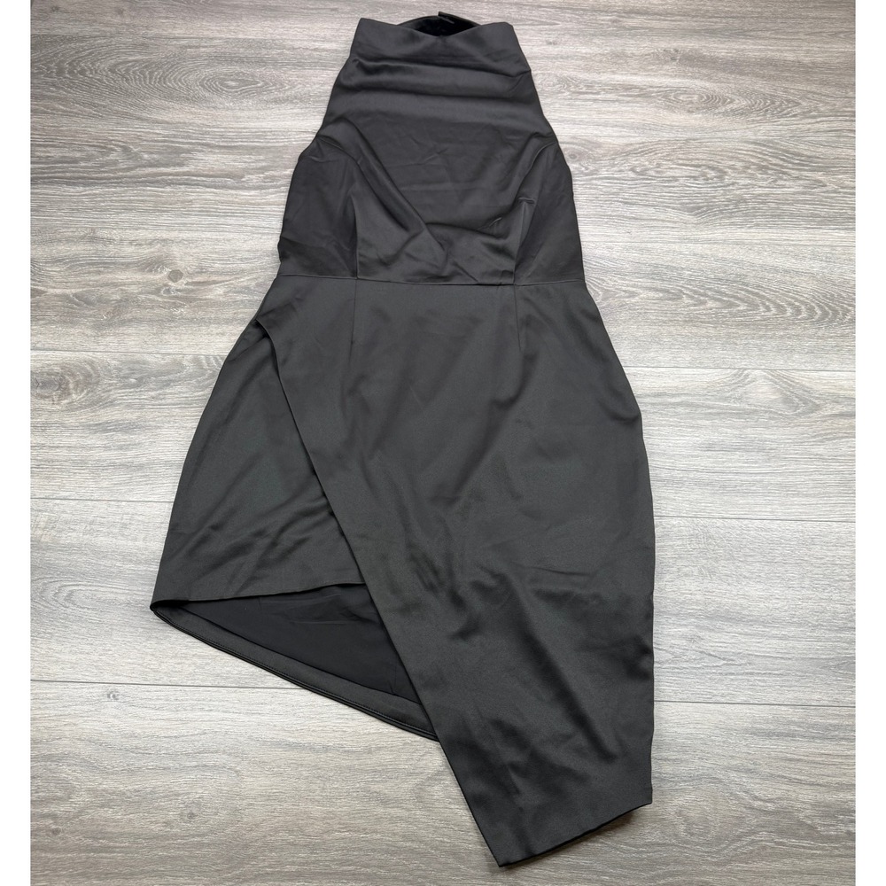 ELLIATT Dress Womens Large Black Satin Halter Asymmetrical Cocktail Mini Formal